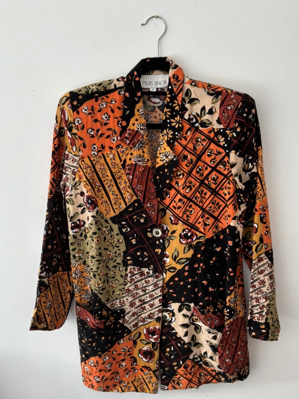 Vintage 90s J’suis Snob Patchwork Button Down Boise Top/Blazer - Size 7